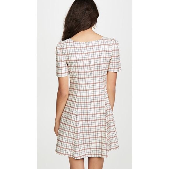 Nicholas Linen blend Button Front Check Mini Dress - Picture 3 of 12